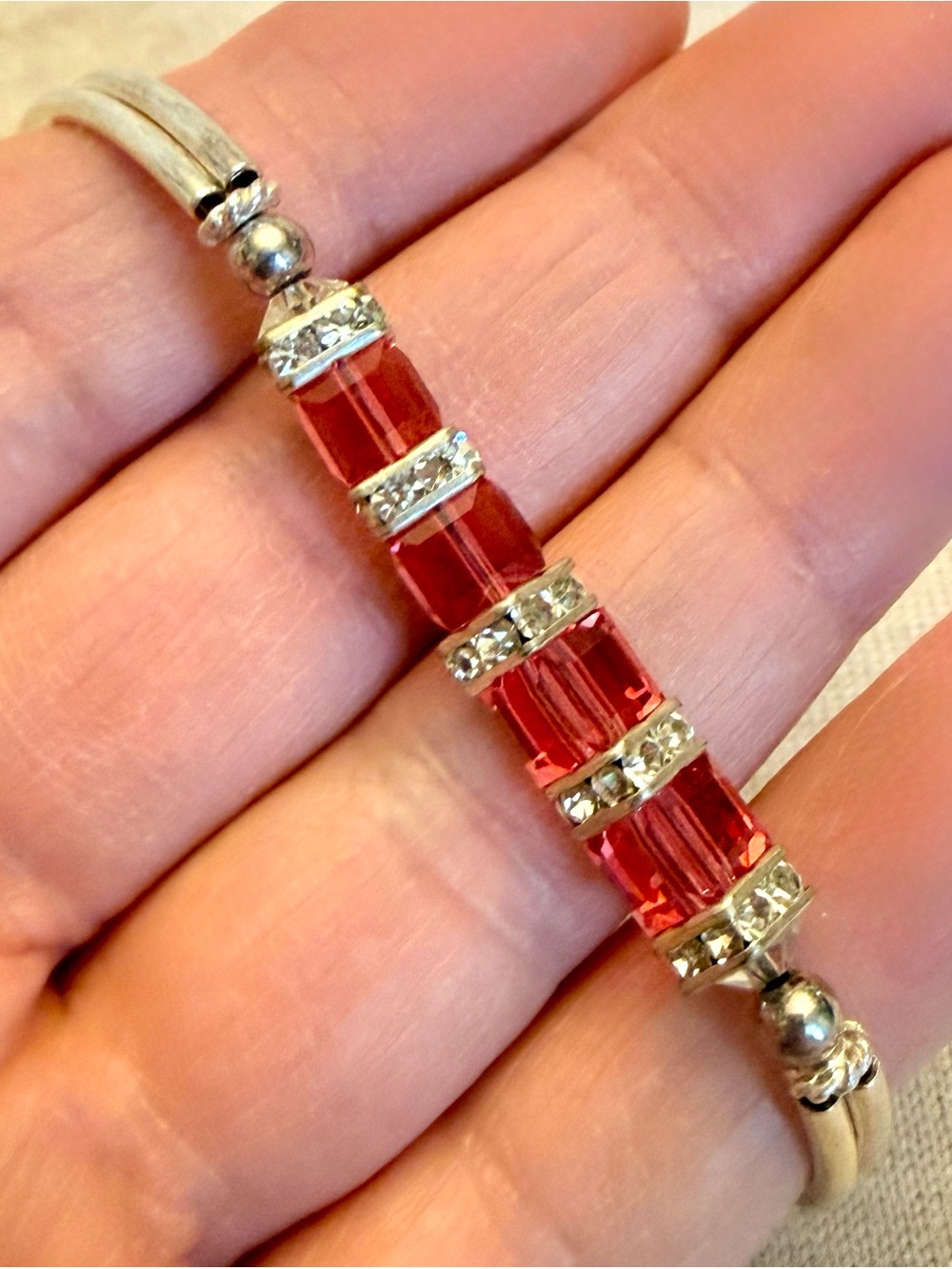 Pink Crystal Bar Bracelet